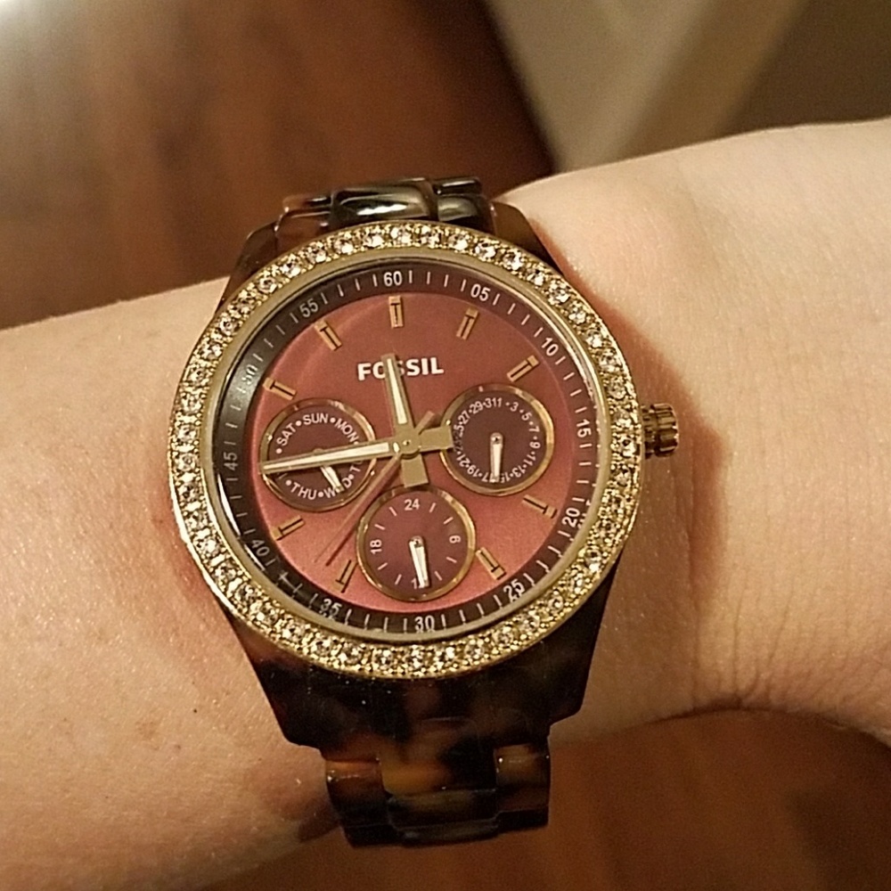 Tortoise Shell Fossil Watch